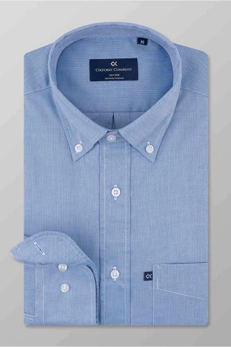 Oxford Company ανδρικό sport πουκάμισο button down μονόχρωμο με τσέπη Regular Fit - Z213-BU11.01 Σιελ